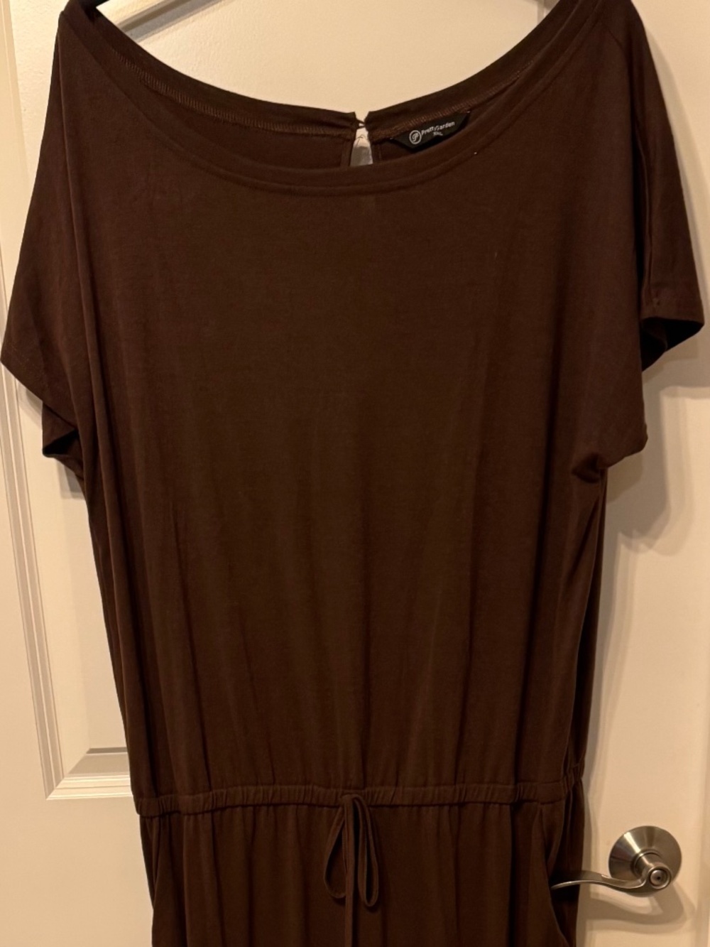PrettyGarden Brown Dolman Sleeve Drawstring Jumpsuit XXL Soft Stretch Lounge Rom